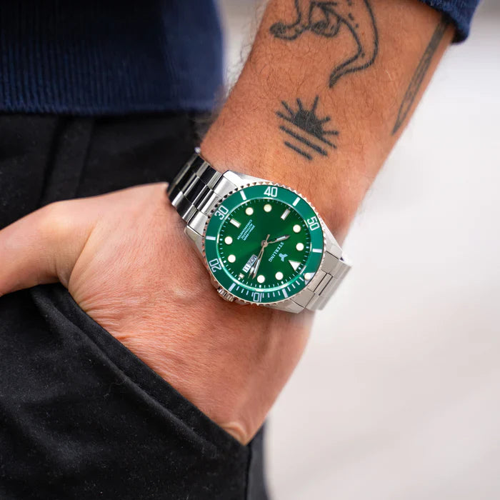 FullSet™ - Švicarska ura Ascend Submarine – Kovinsko Zelena