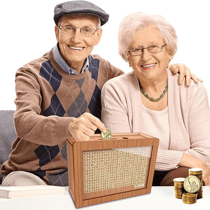 AhorraFácil™ - Hucha de Madera con Contador